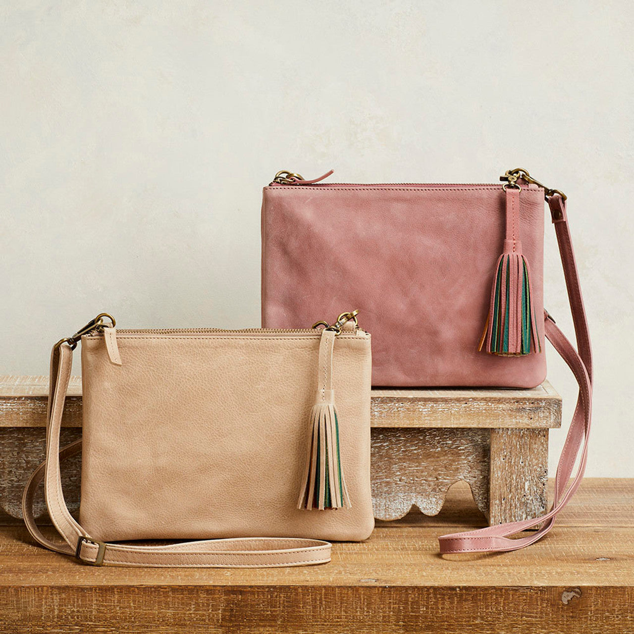 Rose Leather Crossbody Bag