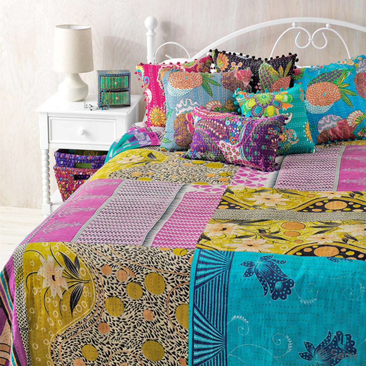 Kantha Patchwork Cool Queen Bedcover