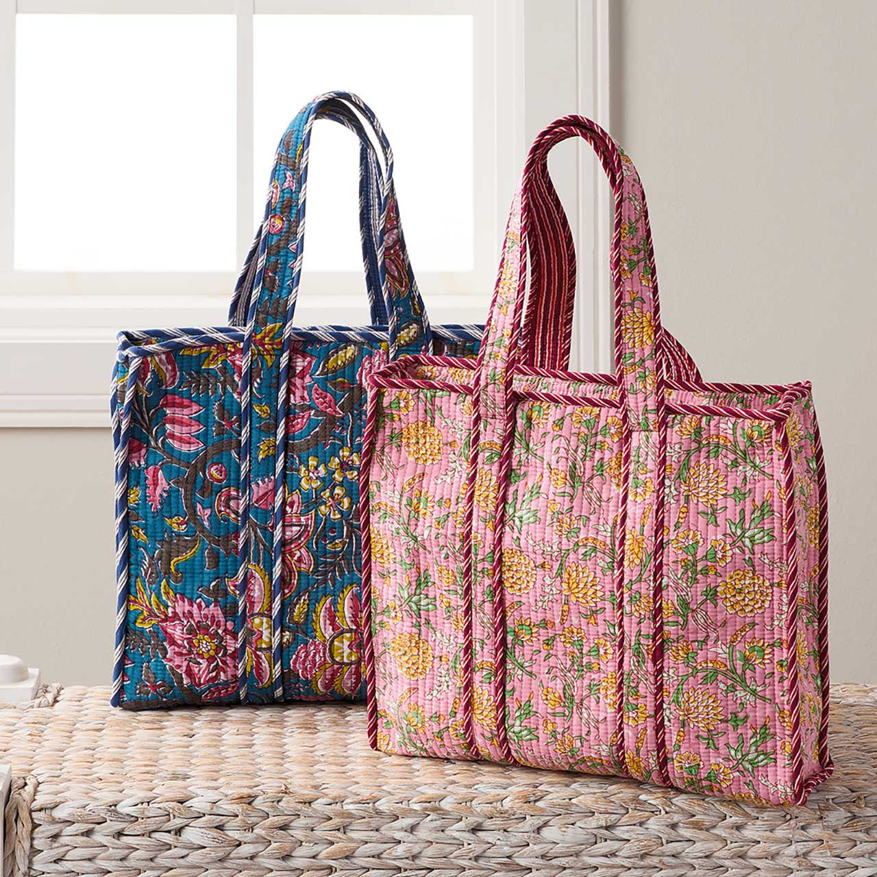 Bright Flowers Quilted Tote